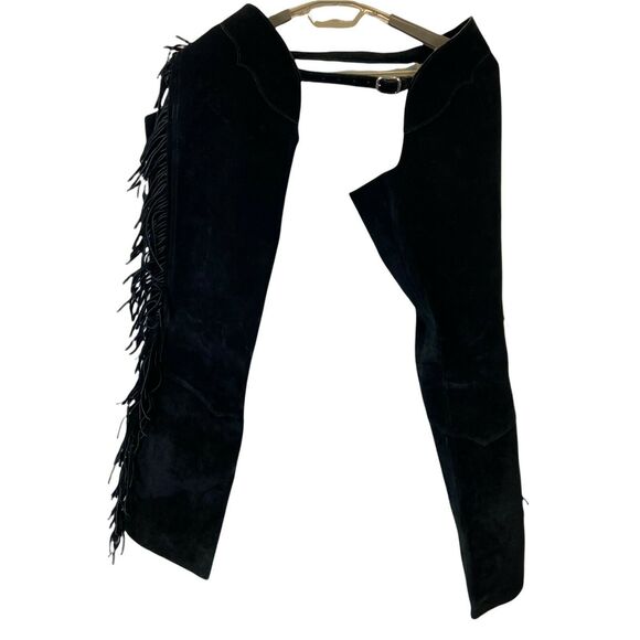 Riding Chaps Fringed Womens Black Suede USA Made Classic Comfort Size Medium